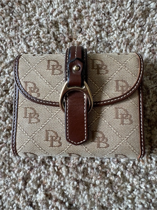 Dooney & Bourke Handbags - Vintage Dooney & Bourke Monogram Jacquard Bifold Wallet - Brown & Tan